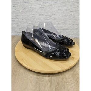 Cole Haan Flats Open Toe Woven Black Patent Leather Dress Shoes 9B